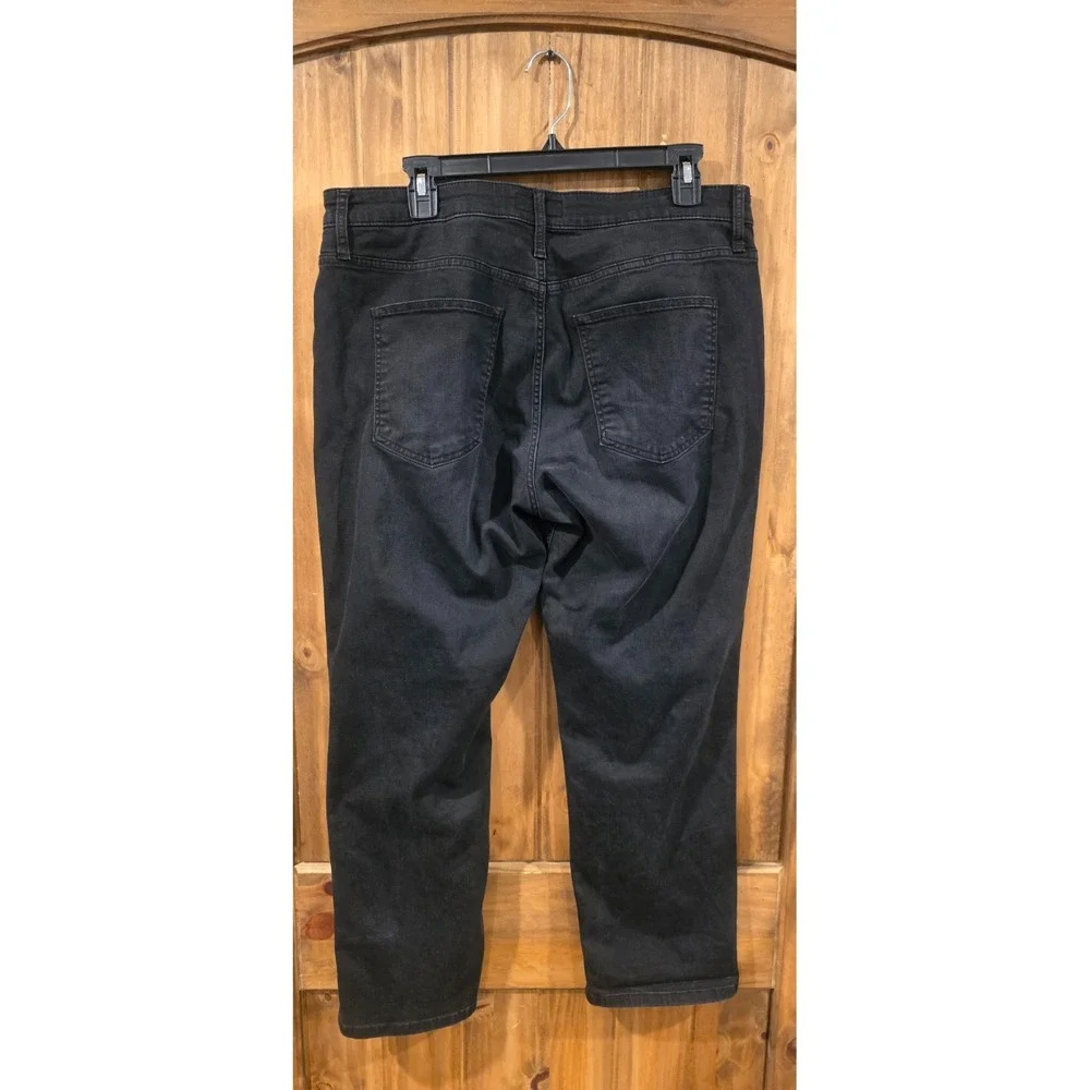 Kut From The Kloth Cropped Jeans Womens 14 Black Dark Wash Denim 5 Pocket Design - Picture 2 of 5